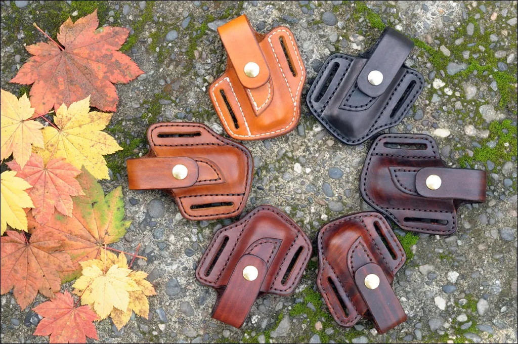Beautiful leather holsters available in six different hand dyed colors.