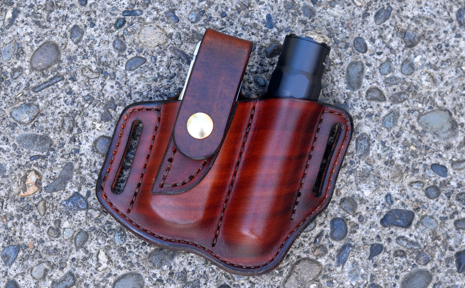 Multitool and flashlight holster - L James Thieman Leathercraft